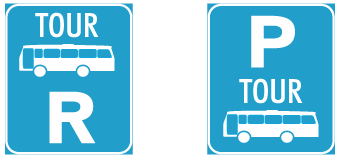 Tour bus reservation and parking sign
